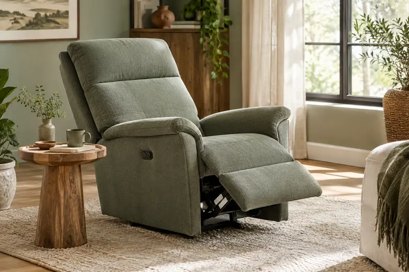 Fauteuil relax inclinable installé dans un coin lumineux du salon